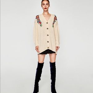 Z A R A Embroidered Cardigan